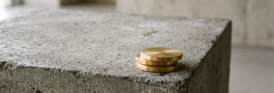 Illustration symbolique d'une petite portion dorée intégrée avec équilibre dans un ensemble patrimonial stable et sécurisé