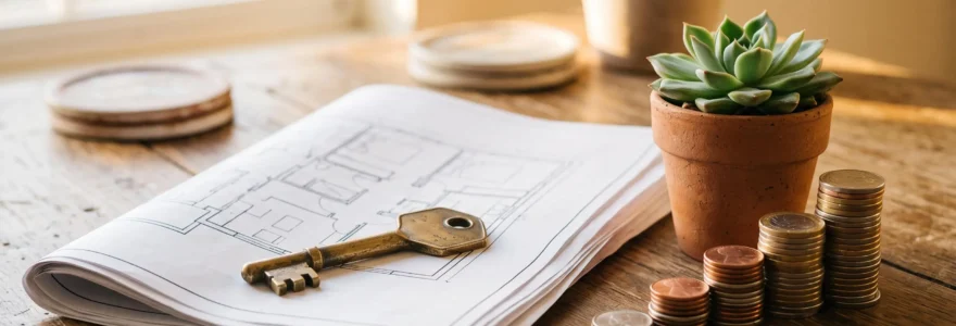 Clé posée sur un plan d'appartement symbolisant la rentabilité immédiate d'un investissement locatif