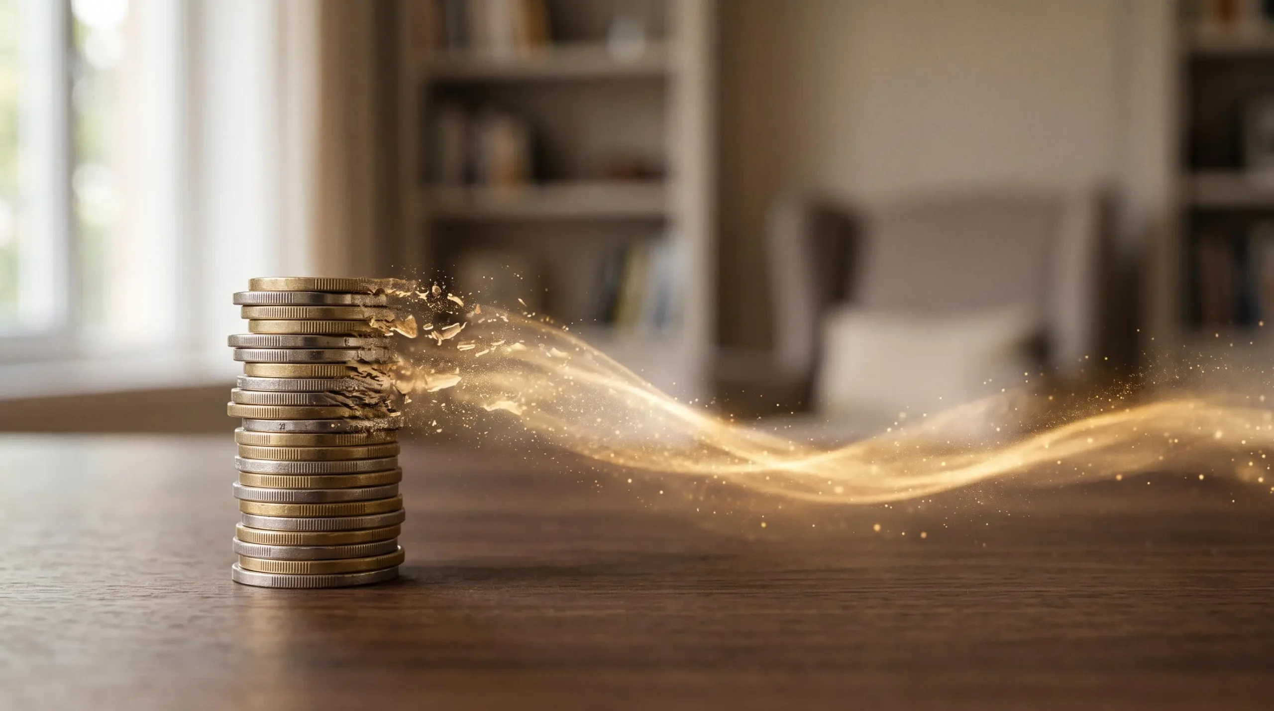 Représentation symbolique d'un capital financier se transformant en un flux de revenu régulier pour la retraite
