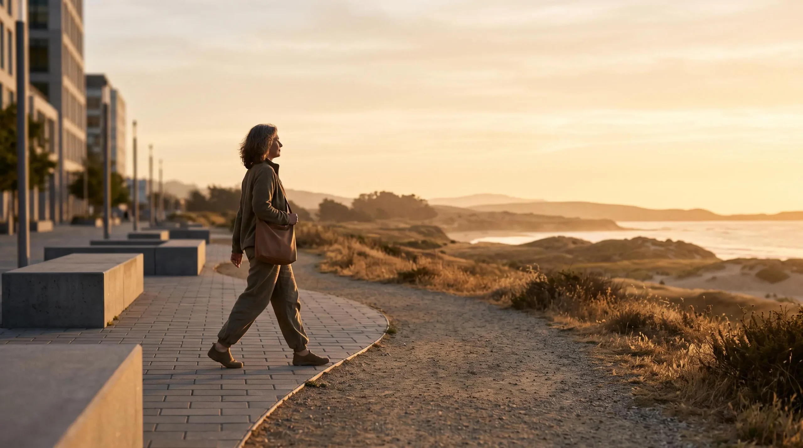 Silhouette d'une personne à la croisée de deux chemins symbolisant le passage de la vie active à la retraite tout en conservant son niveau de vie